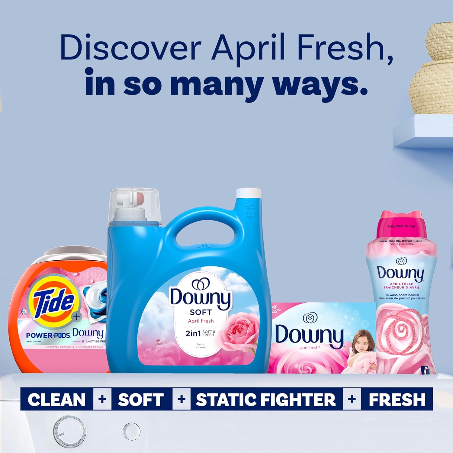 Downy Soft 2 in 1 Fabric Softener Liquid Cool Cotton, 150 Loads, Streamlined Laundry Essential for Capsule Wardrobe and Clutter-Free Linen Closet