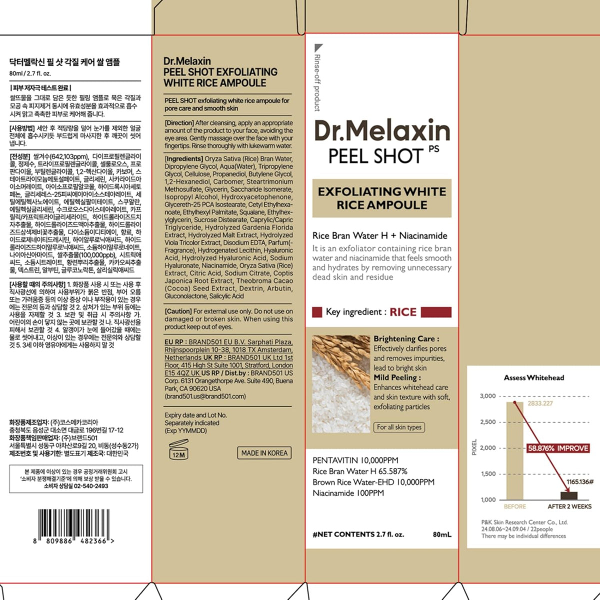 Dr.Melaxin Peel Shot Glow White Rice – Valentine's Day Brightening Gift for Her Vanity