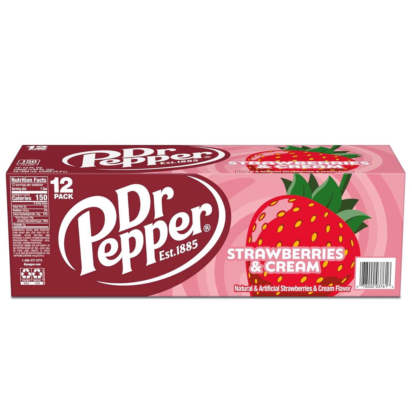 Dr Pepper Strawberry Cream Soda Variety 12-Pack – Durable Leak-Resistant Case for Picnic Tables, Patios, and Park Lunches