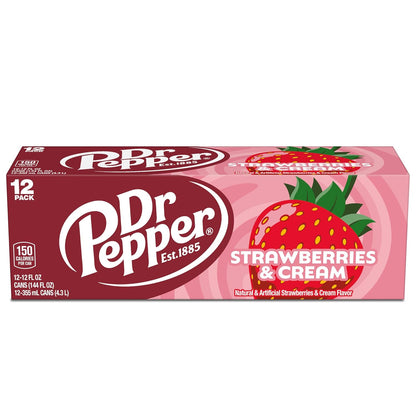 Dr Pepper Strawberry Cream Soda Variety 12-Pack – Durable Leak-Resistant Case for Picnic Tables, Patios, and Park Lunches