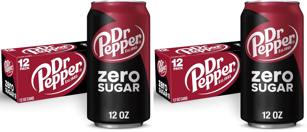 Dr Pepper Zero Sugar Soda, 12 fl. oz. Cans, 12 Pack (Pack of 2)