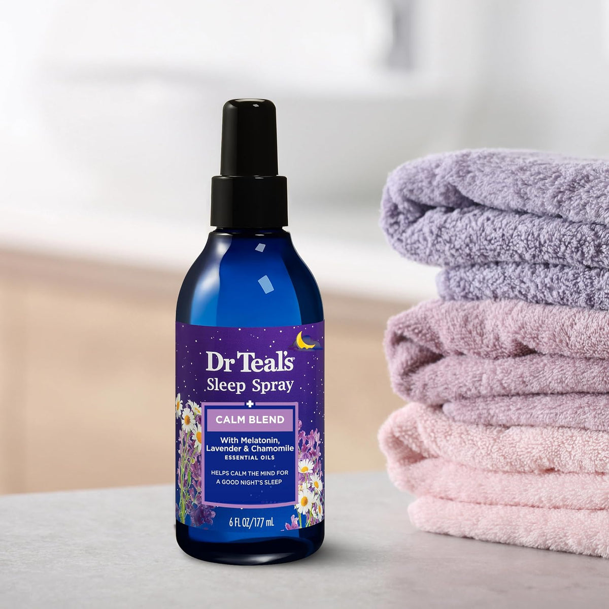 Dr Teal's Calm Blend Aromatherapy Room Spray – Ambiance-Setting Lavender Mist for a Warm, Inviting Home, 6 fl oz (Pack of 3)
