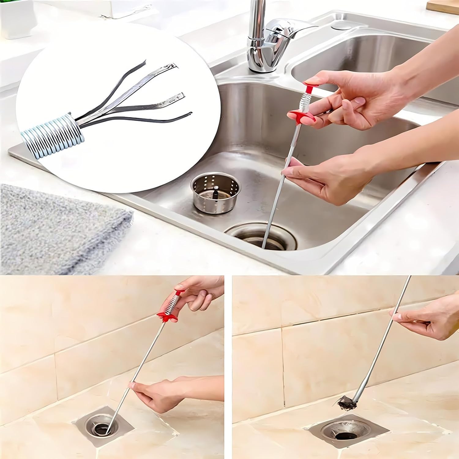 DrainWorx 79-Inch Drain Clog Remover – Reusable Safer Alternative to Liquid Drain Cleaners