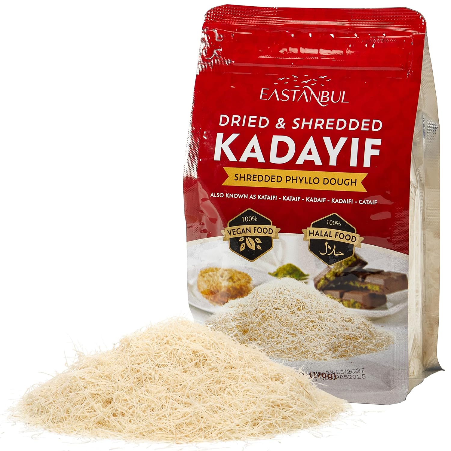 dried and chopped kataifi shredded fillo dough in loose bulk form