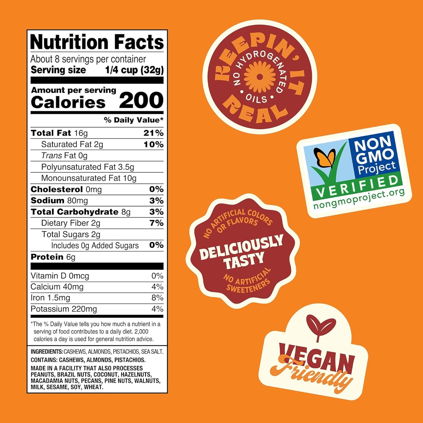dry-roasted with sea salt — no oils or high fructose corn syrup