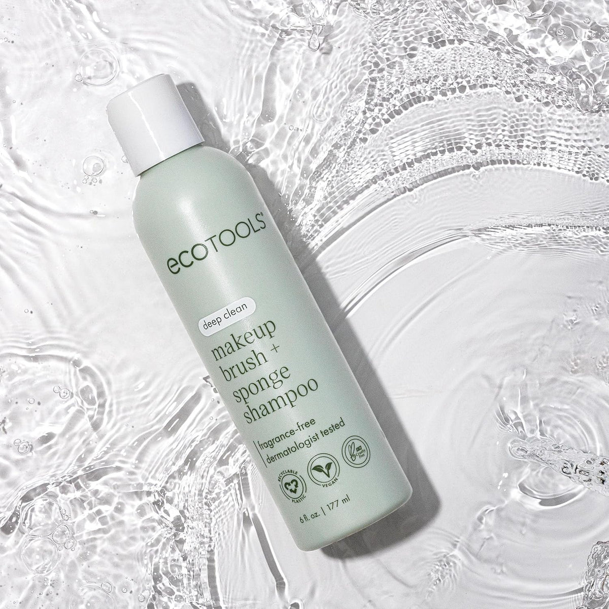 EcoTools Makeup Brush Cleanser + Sponge Shampoo – Breakout-Prone Skin Hygiene Reset, Dermatologist-Tested 8 oz