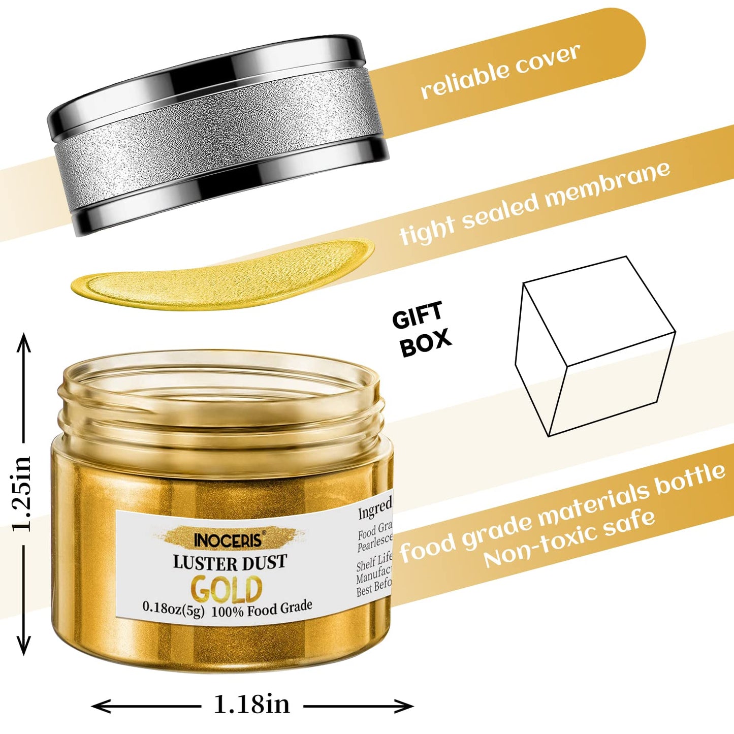 dual application method — dry brushing or mixing with clear alcohol for edible paint