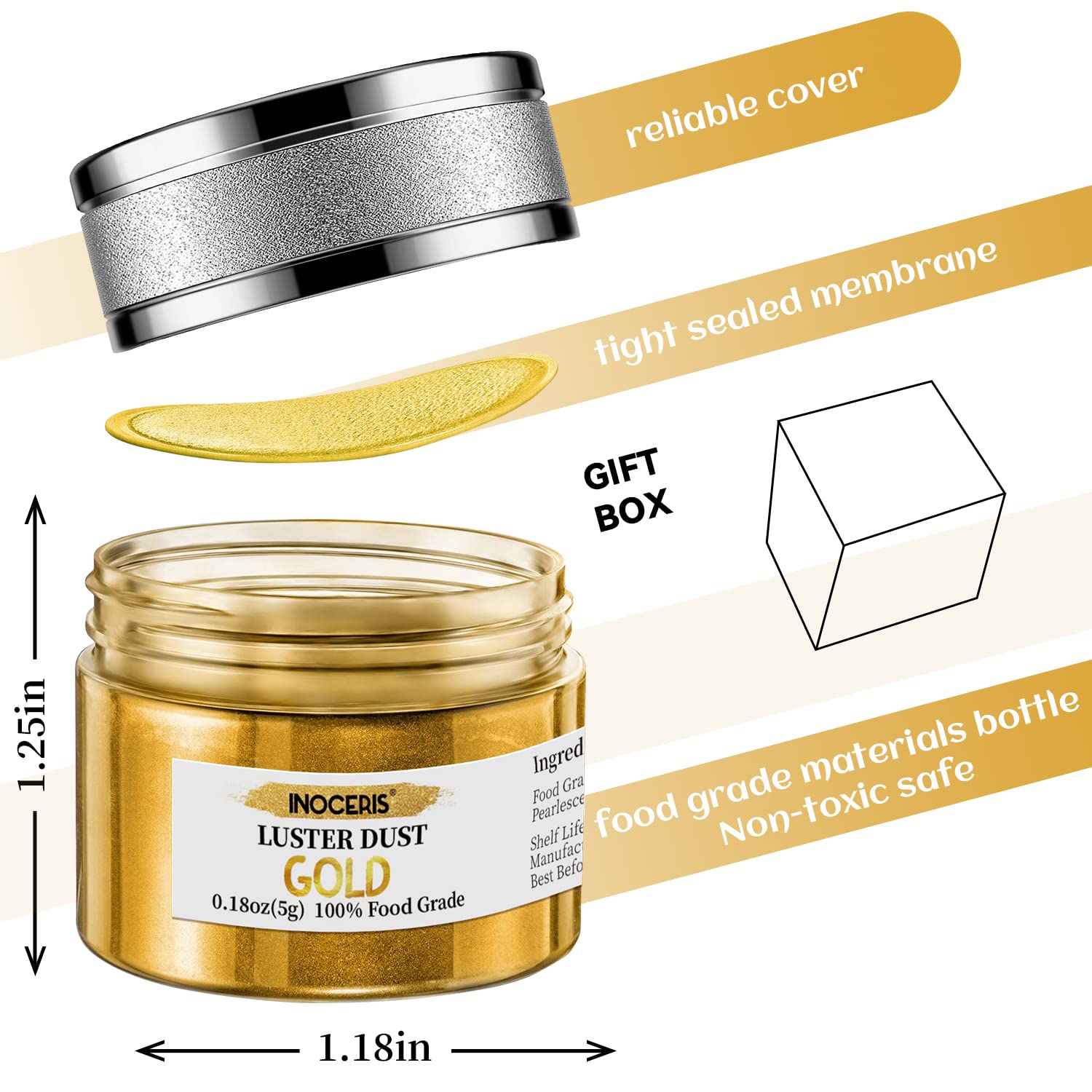 dual application method — dry brushing or mixing with clear alcohol for edible paint