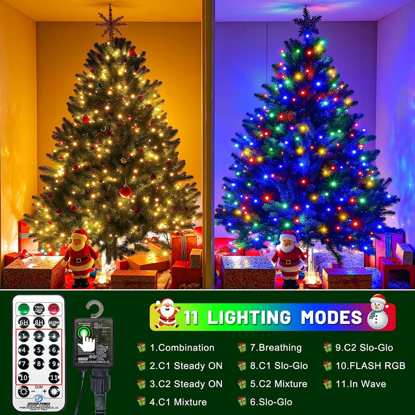dual color capability: warm white and multicolor on the same strand (varies by sku: 15+ color options including red white, blue green, purple orange)