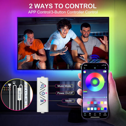 dual control via duoco strip or lotus lantern app over bluetooth plus 3-button physical controller