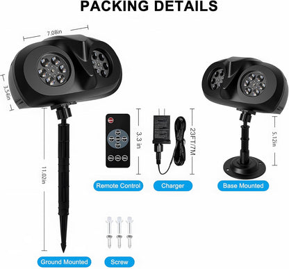 dual led light sources outputting up to 15,000 lumens at 15000k for bright snowflake projection