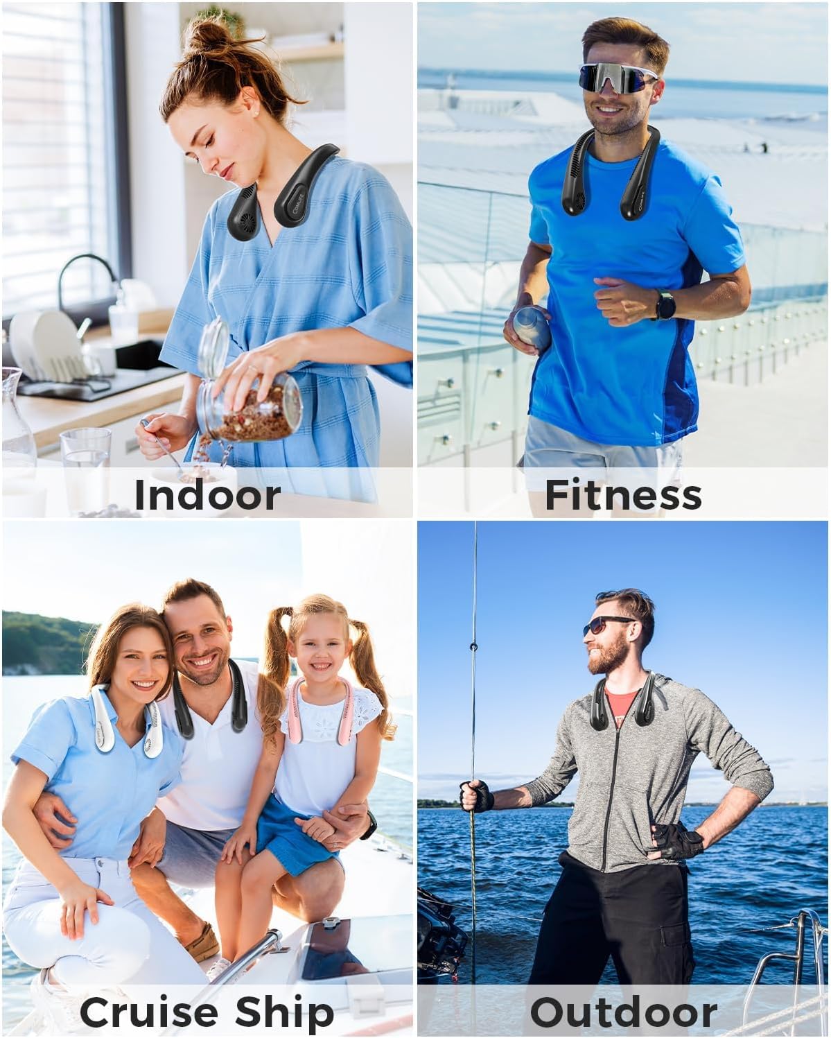 Portable Bladeless Neck Fan for Daily Wellness Routines, Hands-Free Rechargeable Cooling for Relaxing, Working, and Wind-Down Time