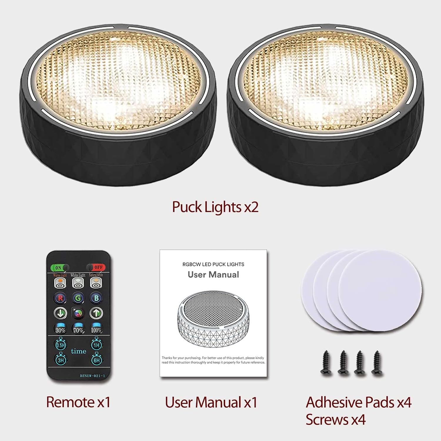 dual mounting: removable traceless double-sided adhesive pads or screw fix; round 2.95" puck form factor in black or white