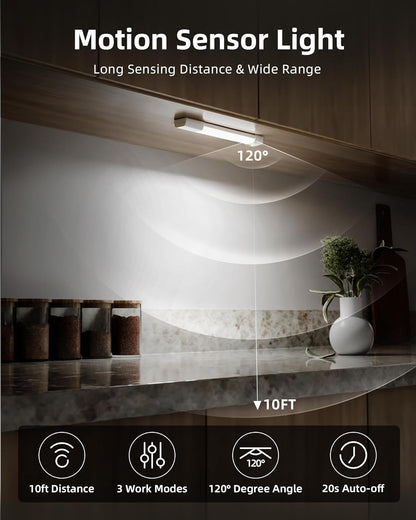 dual operating modes: auto (motion-activated in low light) and always-on for sustained tasks