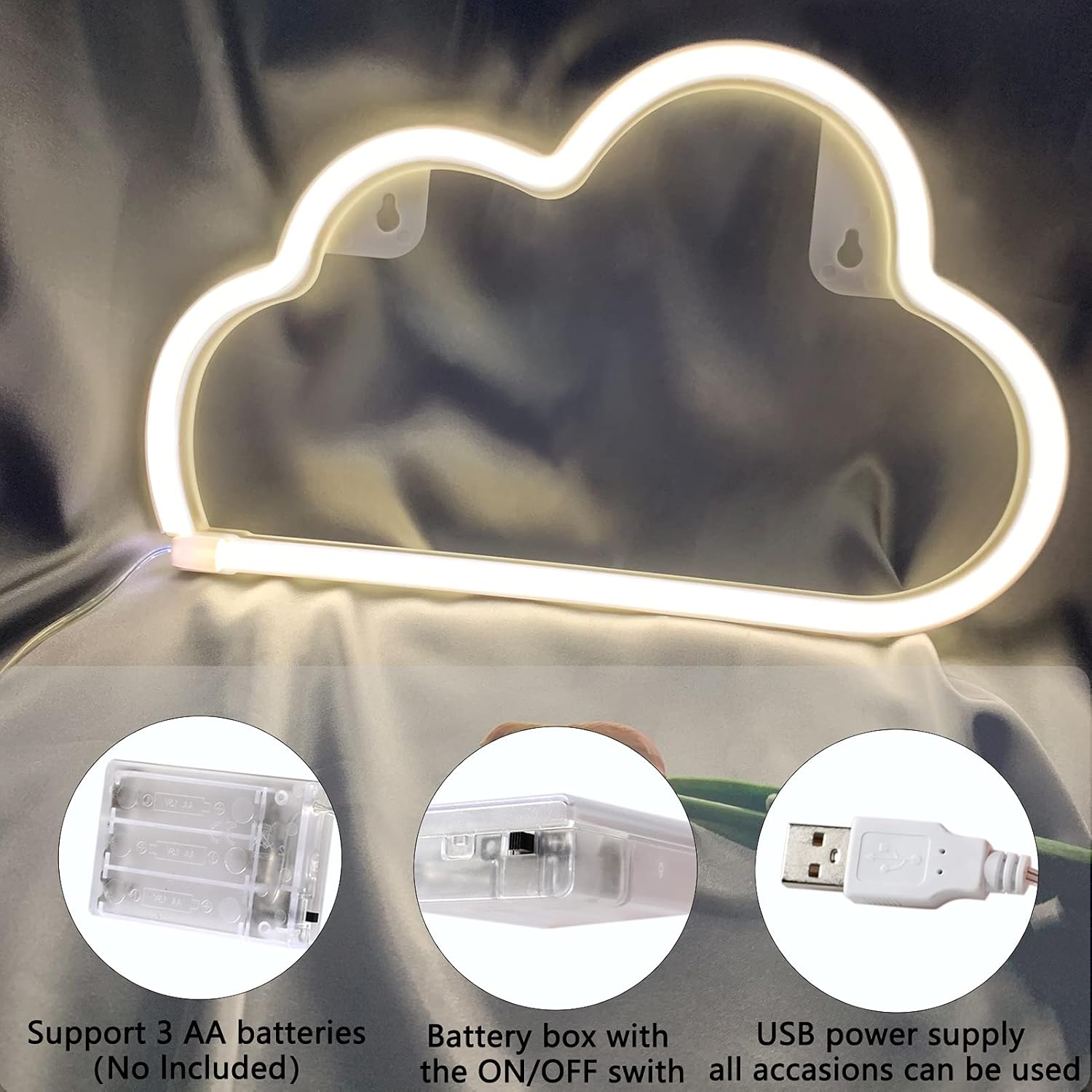 dual power: 3 aa batteries or usb input with 70.8 inch cord