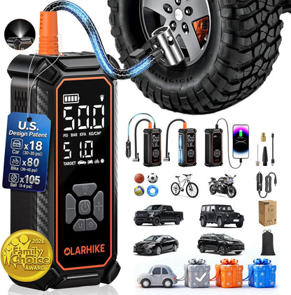 dual power source: 3x 2000mah rechargeable battery (up to 12,000mah in higher-capacity variants) plus 12v dc car cigarette-lighter input