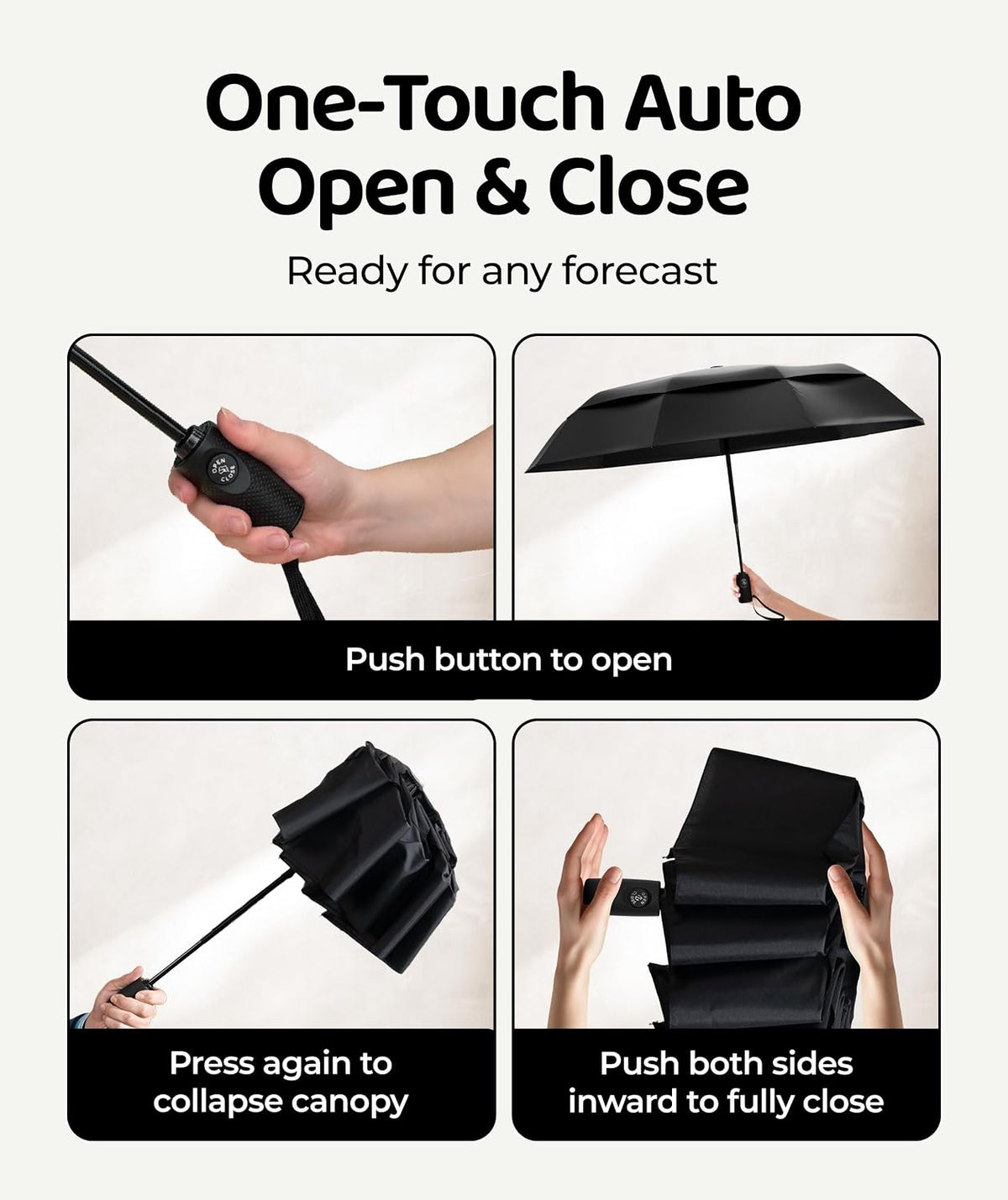 dual-purpose canopy for both rain and sun protection