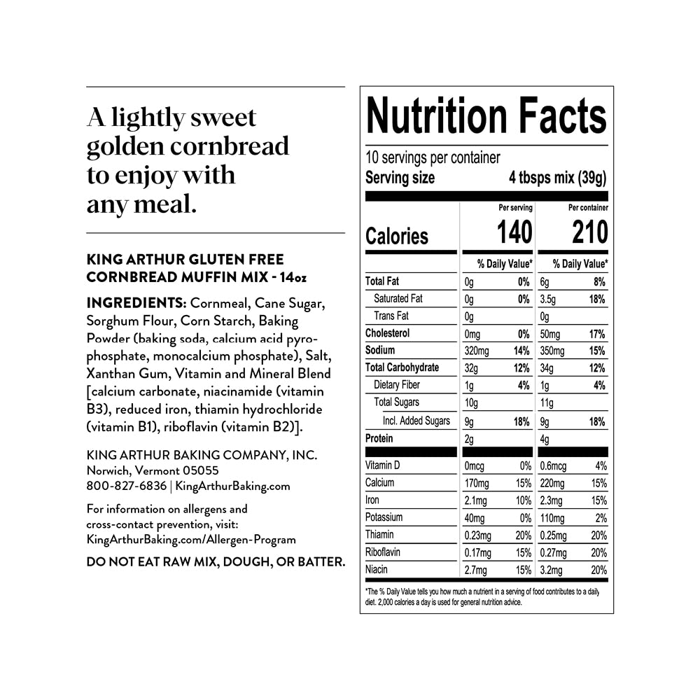 dual-purpose mix for cornbread or muffins from a single 14 oz package