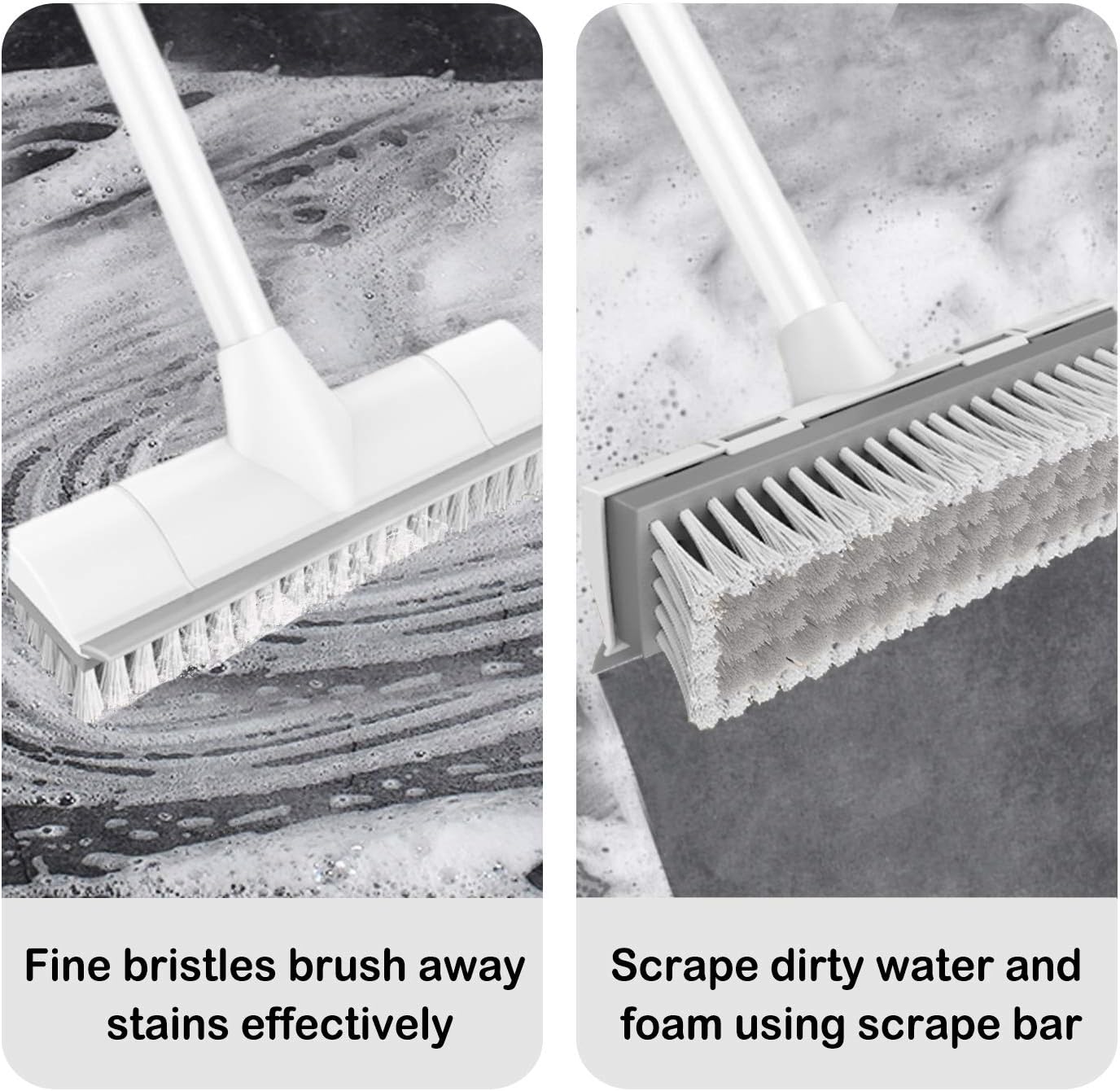 dual stiff bristle configuration for rough and hard floors