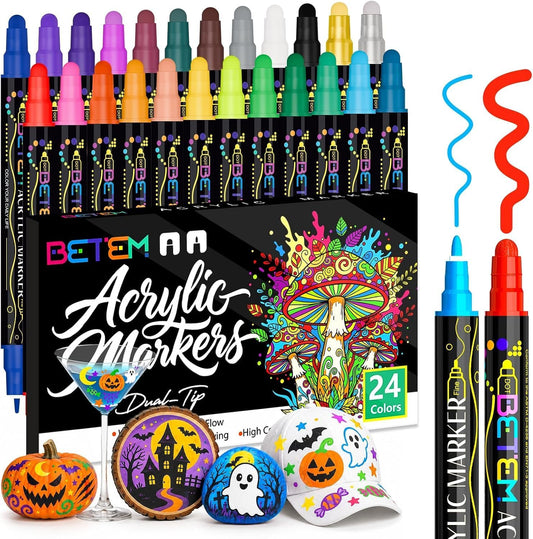 dual tip design with 1mm fine nib and 1-5mm round nib on each marker