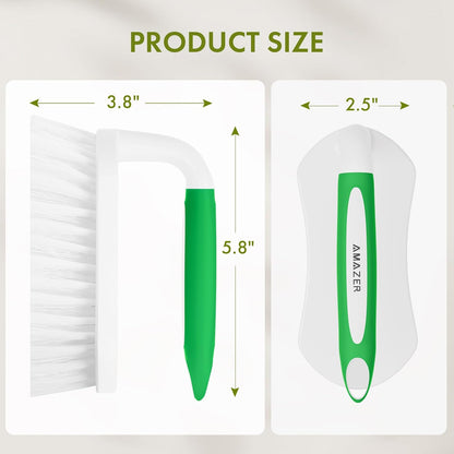 dual-tone rectangular brush head with included scraper edge for built-up residue