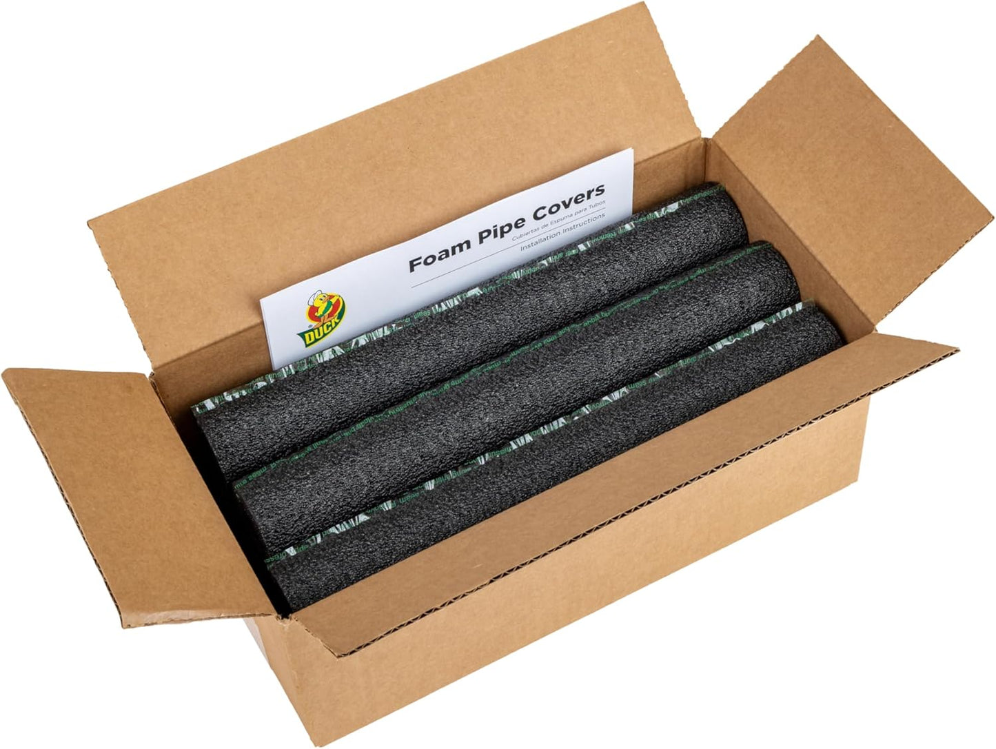 Duck Brand Foam Pipe Covers – Child and Pet Safe Pipe Insulation for Basements and Crawl Spaces, Pre-Slit Self-Sealing Tubes to Prevent Frozen Pipe Bursts