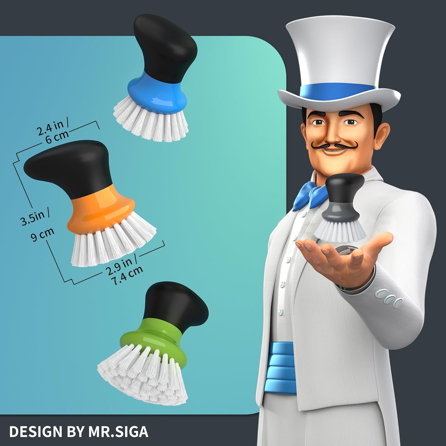 durable nylon bristles designed to remove stubborn food residue
