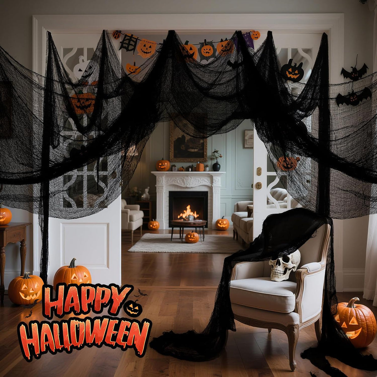 Land Guard Creepy Cloth 200 Inch Black Gauze – Reusable Halloween Gift Idea for Hosts, Party Planners, and Neighbors