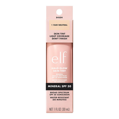 e.l.f. Halo Glow Skin Tint SPF 50 — 3-in-1 Skinimal Staple for Clean Vanity Routines