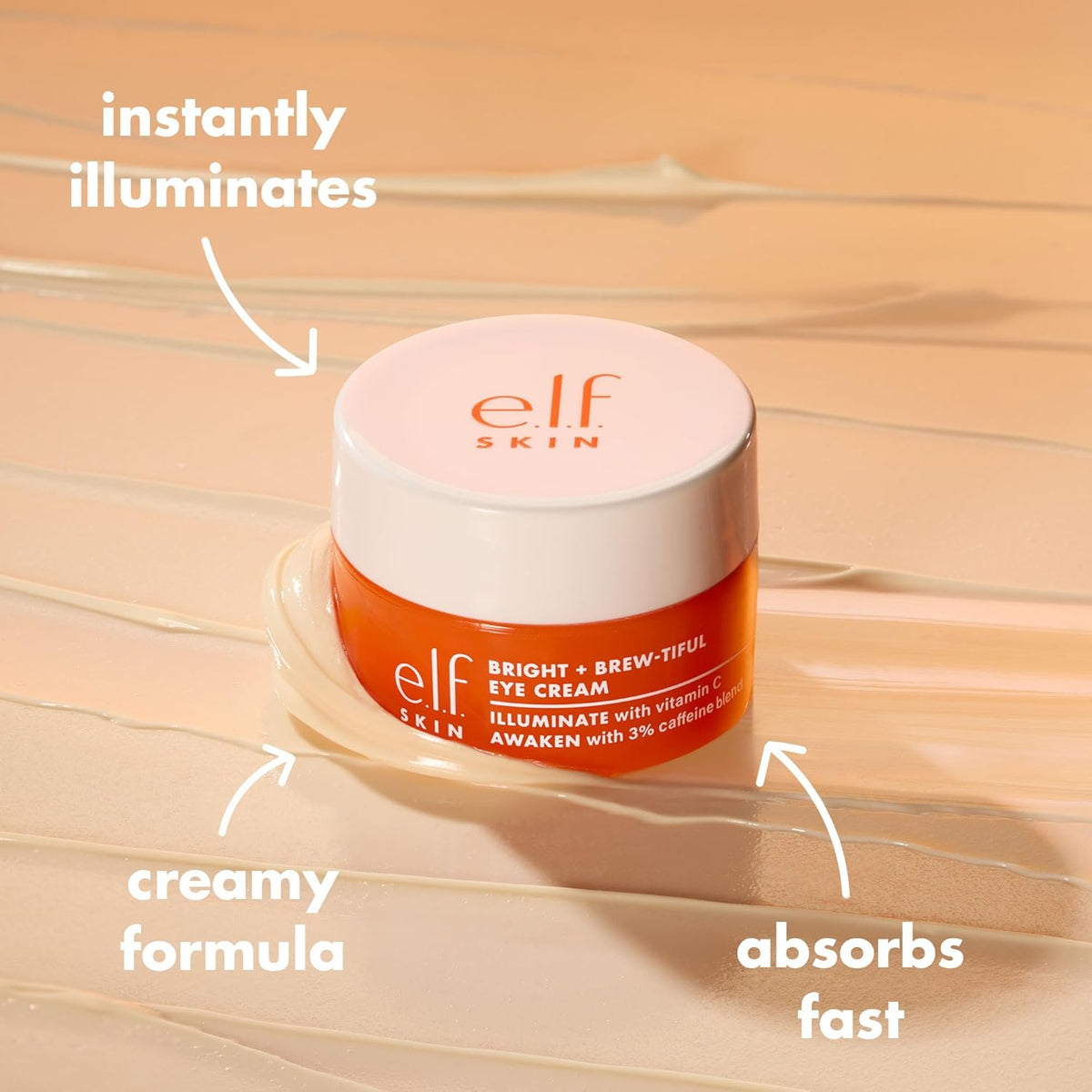 e.l.f. SKIN Bright + Brew-tiful Eye Cream Mini – Caffeine Wake-Up Step for a Mindful Skincare Routine