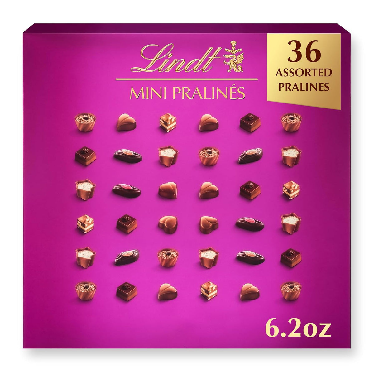 each 6.2-ounce gift box contains 36 round mini pralines