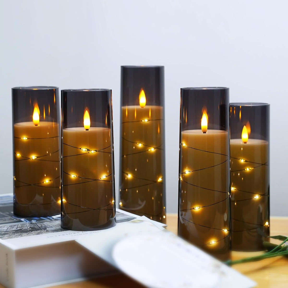 each candle operates on two aa batteries, which are not included, and supports cordless tabletop placement