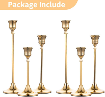 NUPTIO 6-Piece Taper Holder Collection, Polished-Look Centerpiece for High-End Home and Venue Styling
