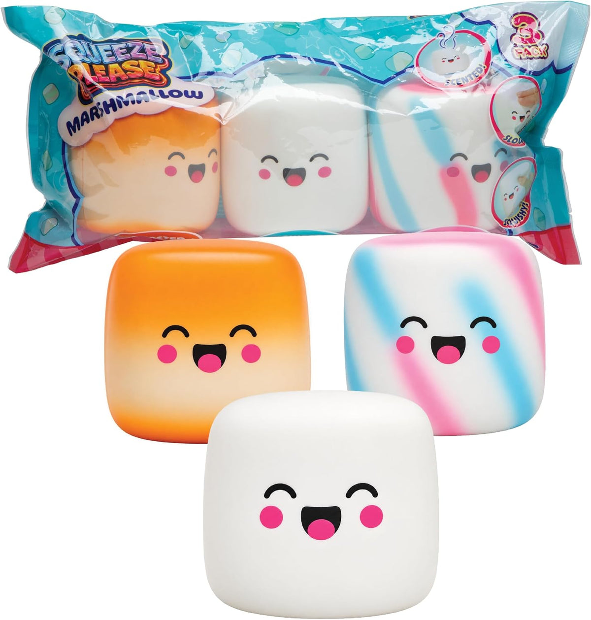 Squeeze Please Slow-Rise Marshmallow Trio – Travel-Friendly Sensory Aid for Kids on the Go