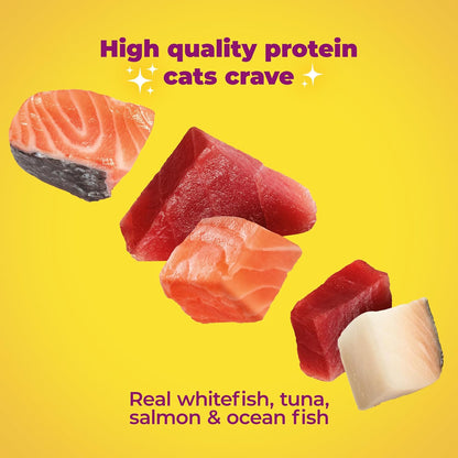 Meow Mix Seafood Favorites – Durable Travel Meals for Cats on the Go, No Can Opener Needed