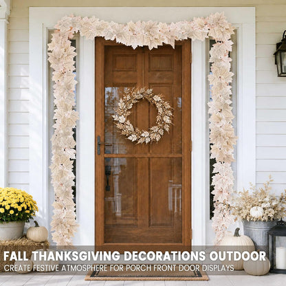 Thanksgiving Decorations 2 Pack Fall Garland with Lights – Smokeless Battery Garland for Cozy Apartment Living Room