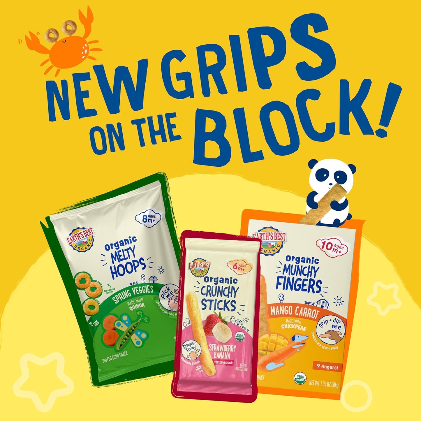 Earth's Best Organic Melty Hoops – First Finger Food Snack for Babies 8 Months and Up, Self-Feed Practice in the High Chair