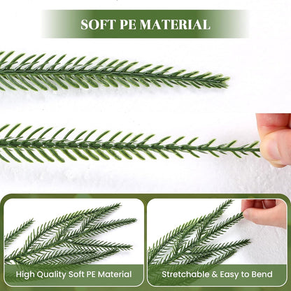 easily bendable greenery compatible with christmas lights, ribbons, ornaments, and other decorations.