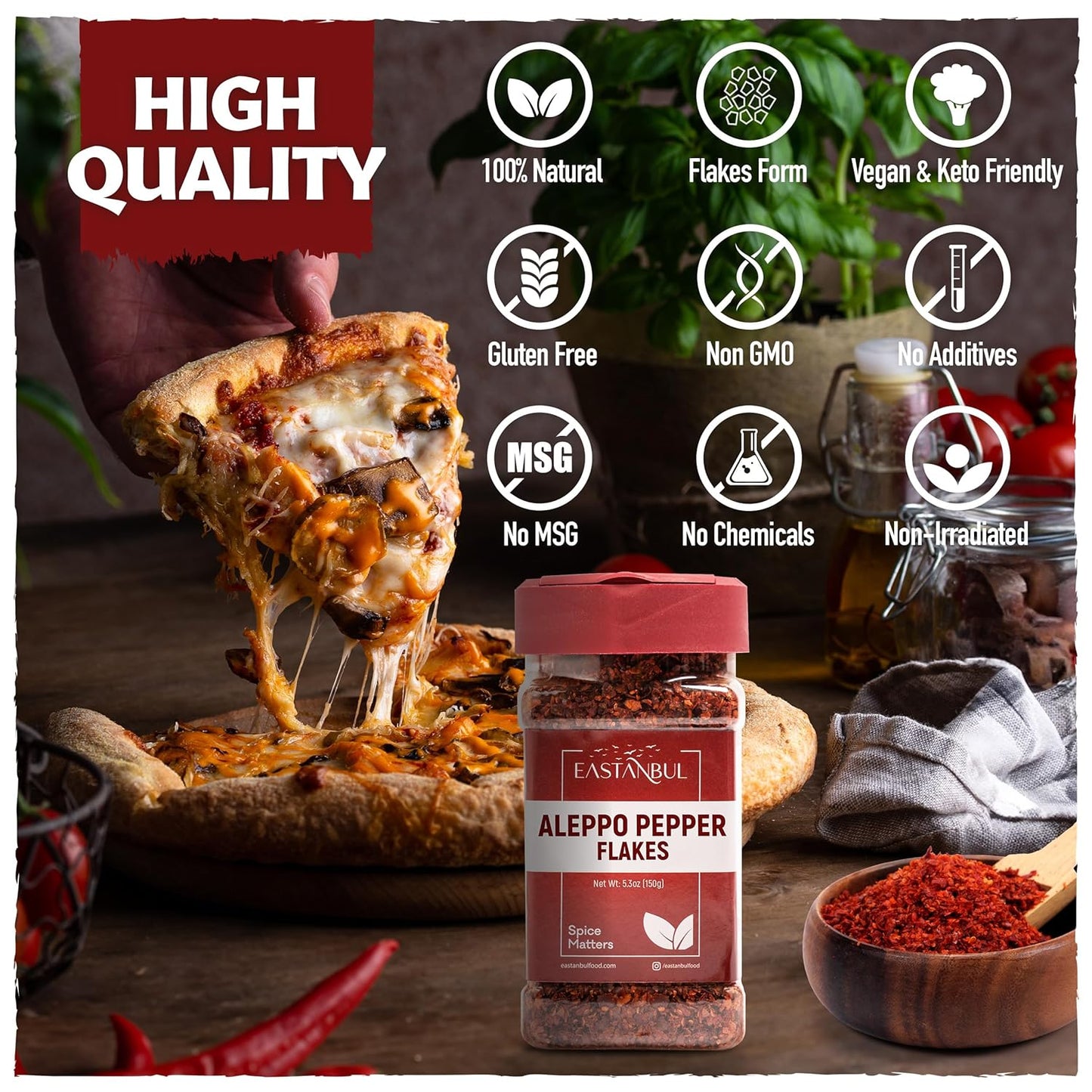Eastanbul Aleppo Pepper Flakes 5.3oz – Artisan Birthday Gift for Her, Gourmet Spice for Home Cooks