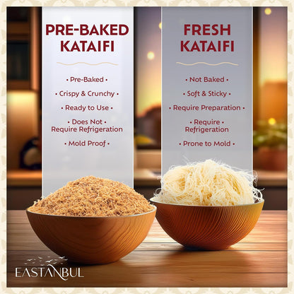 Eastanbul Artisan Toasted Kataifi Dough – Premium Phyllo Shreds for Fine Dessert Plating and Elevated Home Pastry