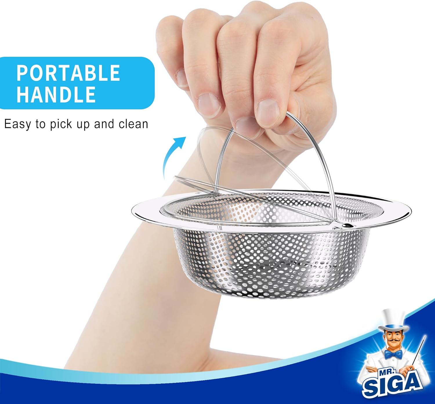 easy-grip lift-off handle for hygienic removal and emptying