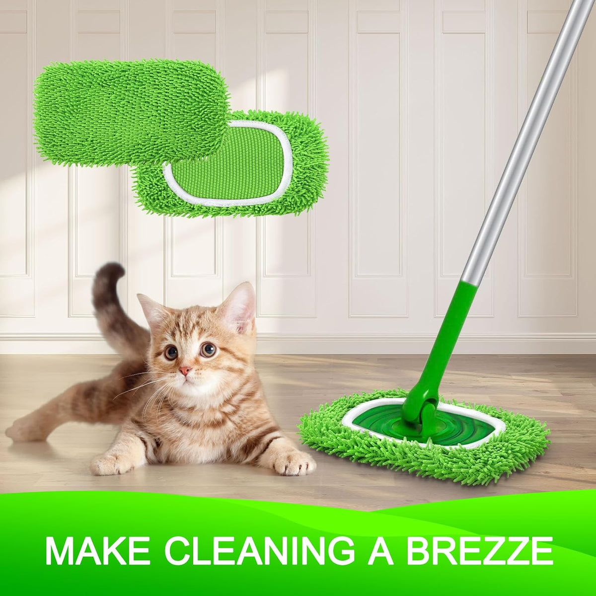 EcoHaven Chenille Mop Pad Refills – Gentle Wet and Dry Cleaning Around Pets and Toddlers