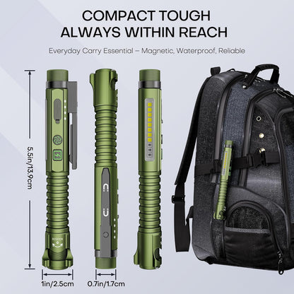 EDC Flashlight Rechargeable 800 Lumen – Vehicle Entrapment Escape Tool with Tungsten Glass Breaker Tip