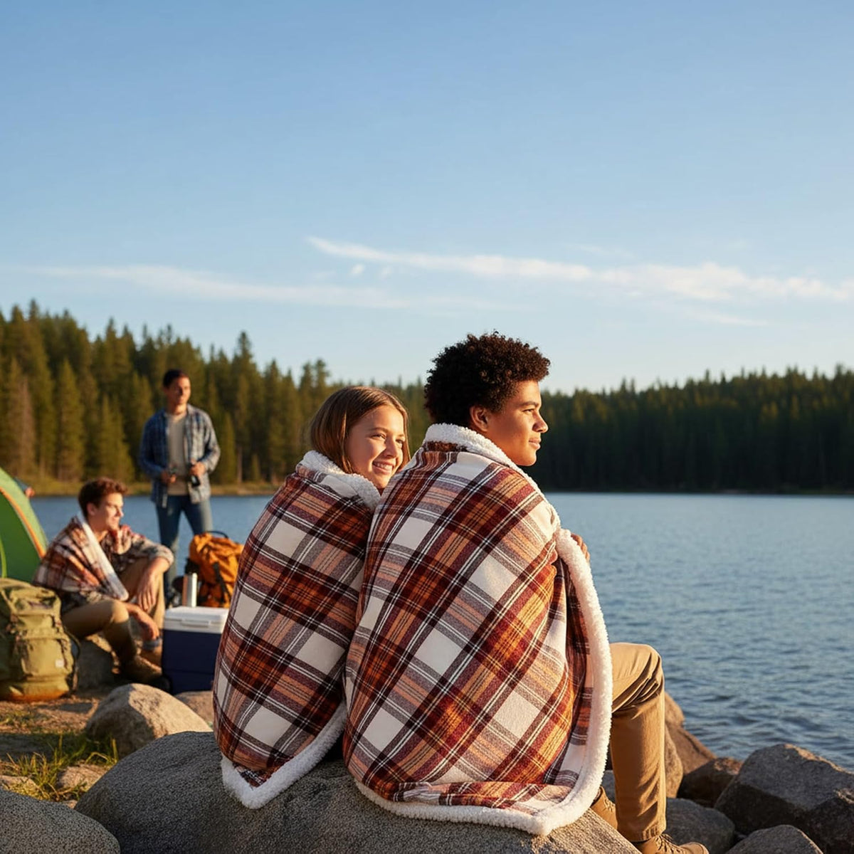 Eddie Bauer Edgewood Plaid Sherpa Throw for Patio Lounging, 50x60 Reversible Blanket for Cool Evenings