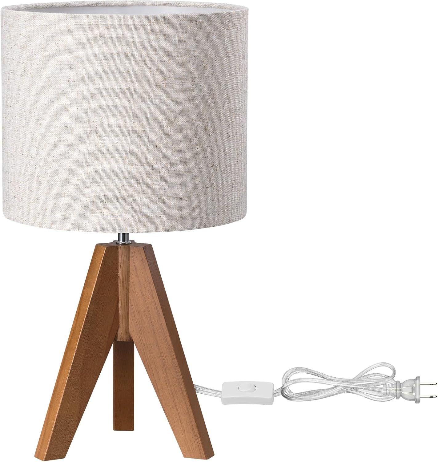 EDISHINE Cute Bedside Lamp for Kids Room – Linen Shade Wood Tripod Lamp for Baby Shower Gift