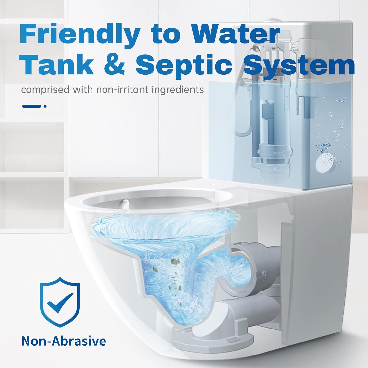 effective at 20 flushes per day per tablet, covering typical household usage patterns