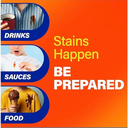 effective on a wide range of food and drink stains including ketchup, coffee, wine, tea, chocolate syrup, bbq sauce, and grape juice