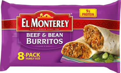eight beef and bean burritos per box