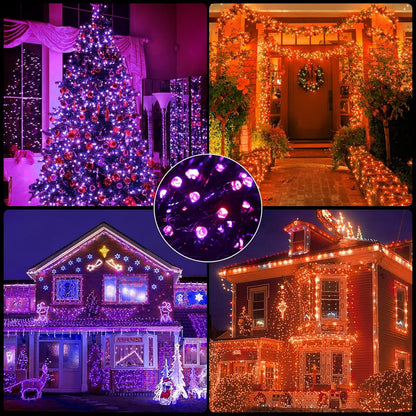 eight modes include color combination, sequential, steady on, twinkle and flash, slow fade, slow glow, wave, and chase and flash, with last-setting memory