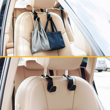 EldHus Headrest Hooks for Purses and Bags – Stable Car Organizer That Stays Put on Headrest Posts, 2 Pack